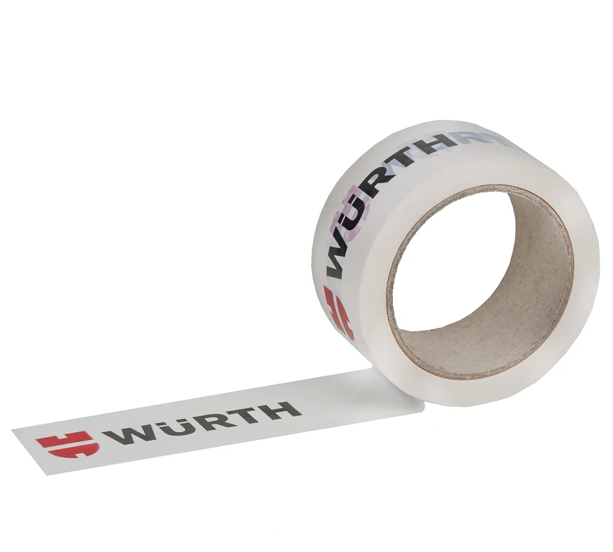 Roll of white packing tape with black and red WÜRTH printing.