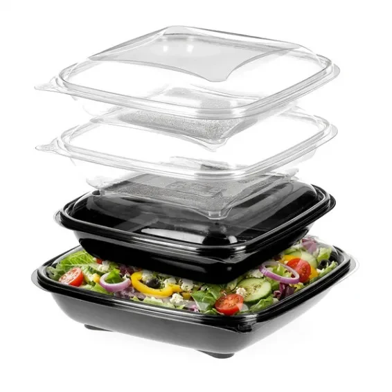 Plastic salad boxes and bowls