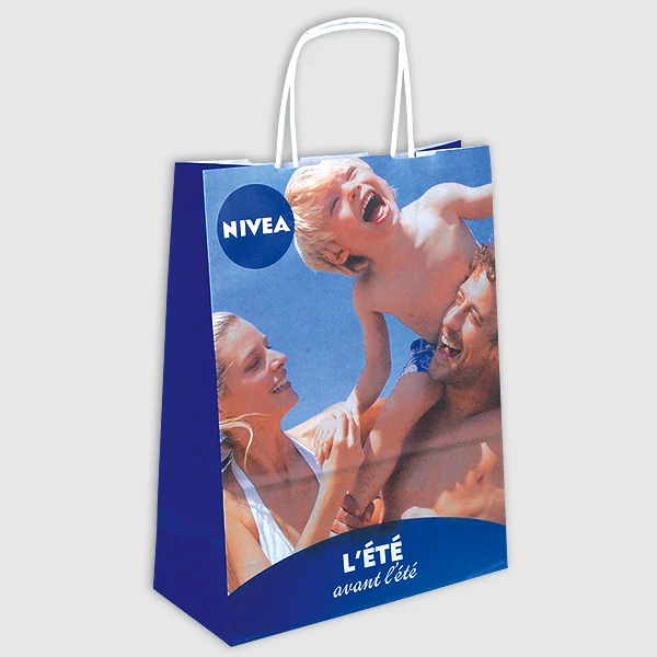 Paper bag with twisted handles and a colour-printed Nivea design